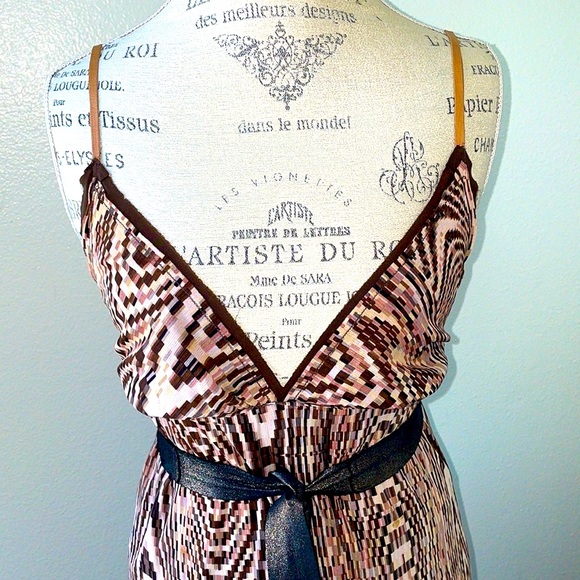 4/$20 Goddess dress in abstract snake print, adjustable leather straps. Size S. - Picture 5 of 7